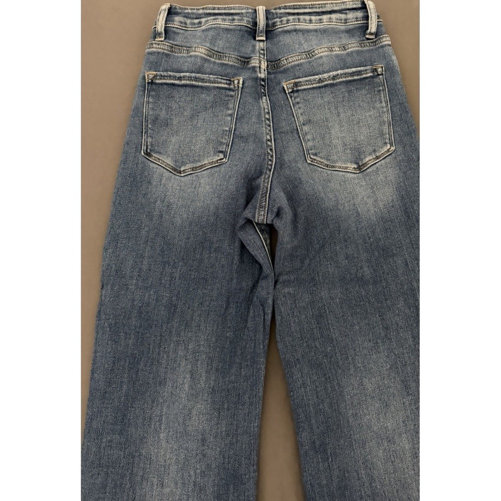 Vervet Blue Jeans Womens Size 26 Distressed Wide Leg Raw Hem Medium Wash Denim - Picture 11 of 12